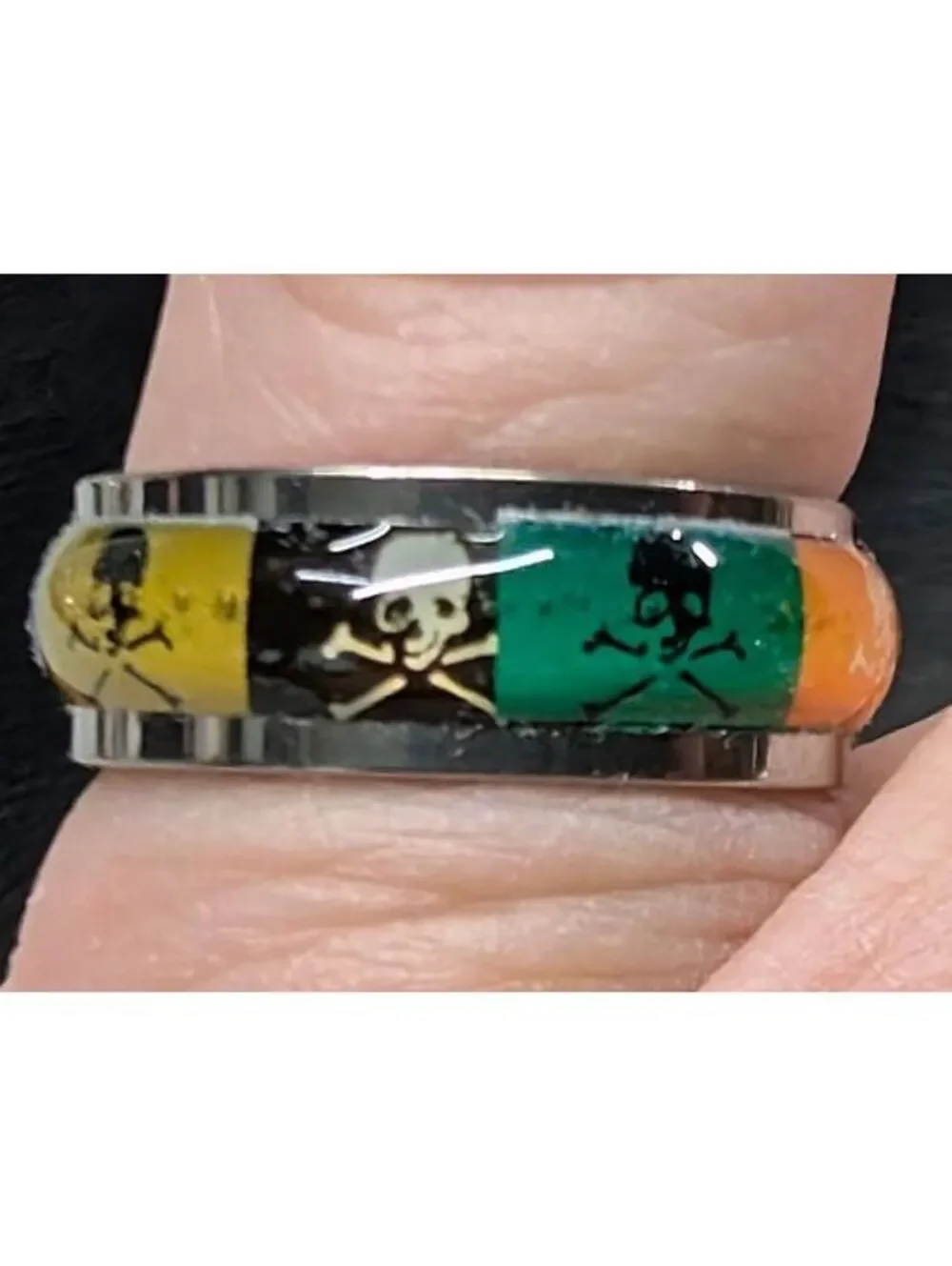 New Skull Crossbones Jolly Roger Stainless Steel Ring Size 7.5 Biker Band Pirate